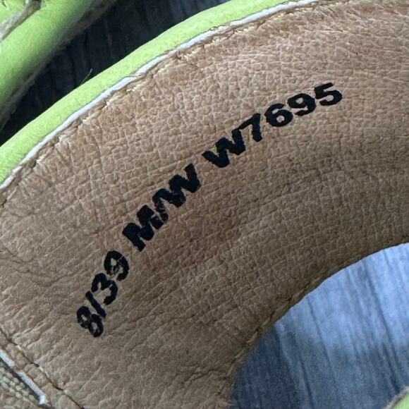Born Wedges Size 8 Espadrille Tong Green Plaid Y2K 00s Preppy Leather Canvas - Picture 6 of 8